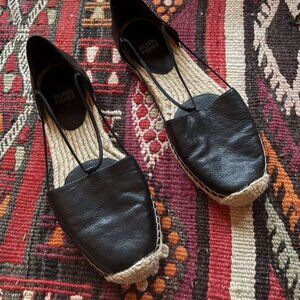 Eileen Fisher Lee Espadrille Black Leather Size 9